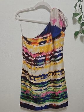 Halston Heritage Asymetrical One-Shoulder 100% Silk Dress NWT Size 6
